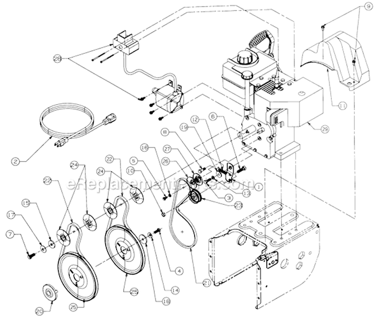Page B Diagram and Parts List for 316E753F701 1996 Yard Man Snow Blower